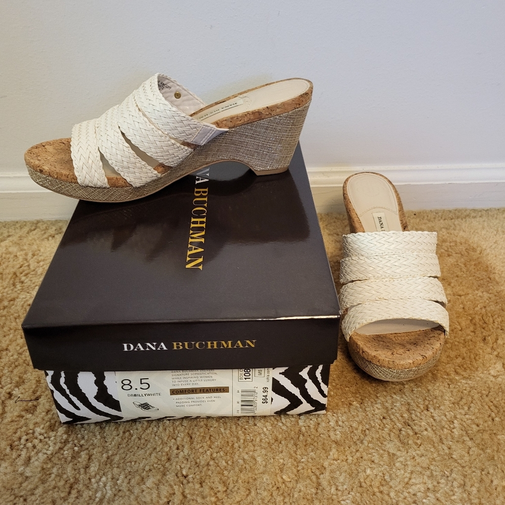 Dana Buchman white wedge sandals